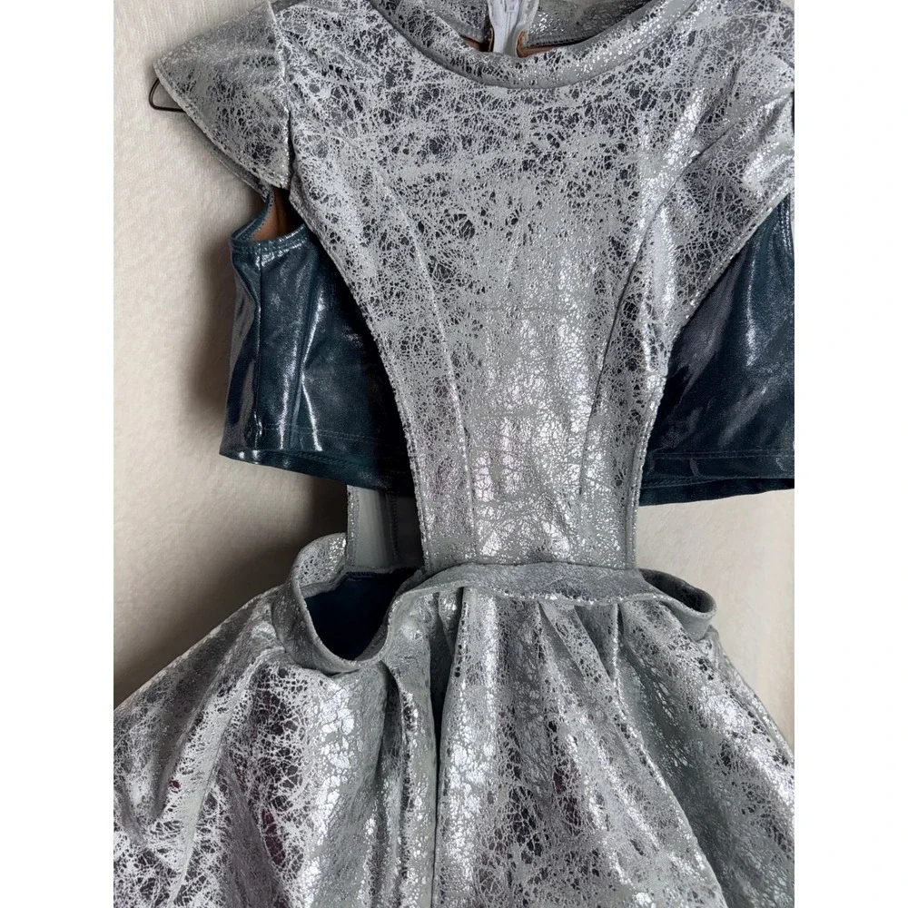 Tenth House Silver Metallic Cracked Foil Dance Costume Dress LC Kids